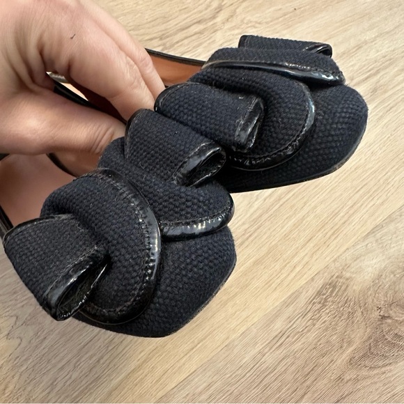 Nanette Lepore Black Canvas Bow Slingback Heels size 7 - Picture 2 of 9